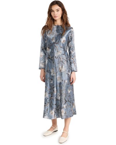 Vince Night Carnation Crew Neck Dress - Blue