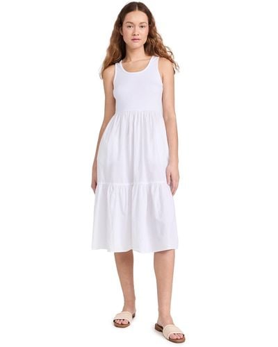 Sundry Mixed Media Tiered Dress - White