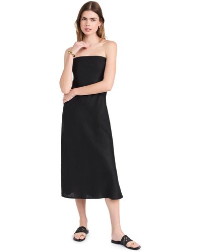 Enza Costa Linen Bias Dress - Black
