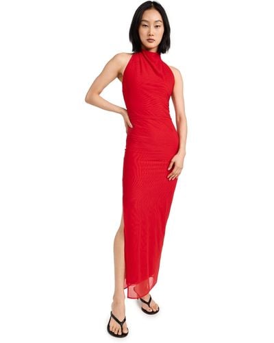 Sir. The Label Jacques Mesh Halter Midi Dress - Red