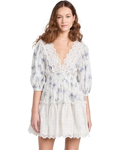 byTiMo Cotton Slub Embroidery Dress - White