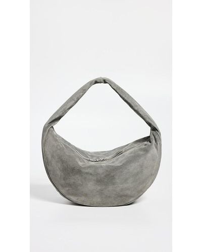 BY FAR Maxi Cush Cement Suede Leather Hobo Bag - Grey