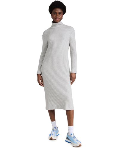 DONNI. Sweater Rib Turtleneck Dress - White