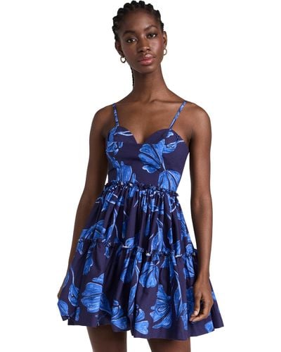 PATBO Nightflower Cotton Mini Dress - Blue