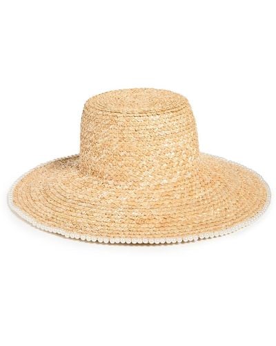 Lele Sadoughi Pearl Edge Straw Hat - White