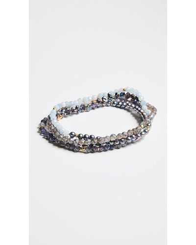 Chan Luu Naked Multi-stone Beaded Wrap Bracelet - Blue