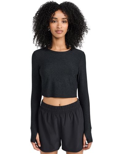 Beyond Yoga Featherweight Sunrise Cropped Pullover - Blue