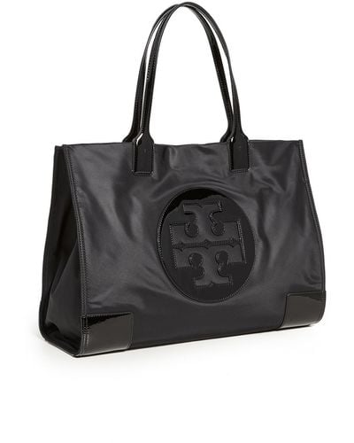 Tory Burch Ella Patent Logo Tote Bag - Black