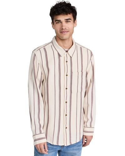 Madewell Adewe Eay Ong-eeve Hirt In Cotton Dobby Antique Crea X - Natural