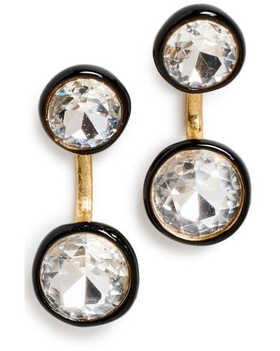 Roxanne Assoulin Enameled Bezel Double Stone Floating Earrings - Black