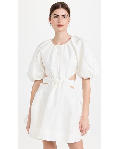 Aje. Psychedelia Puff Sleeve Mini Dress - White
