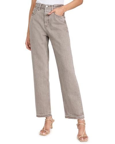 Moussy Glenwood Wide Straight Leg Jeans - Brown