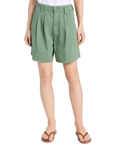 Mother The Pleated Chute Prep Shorts - Green