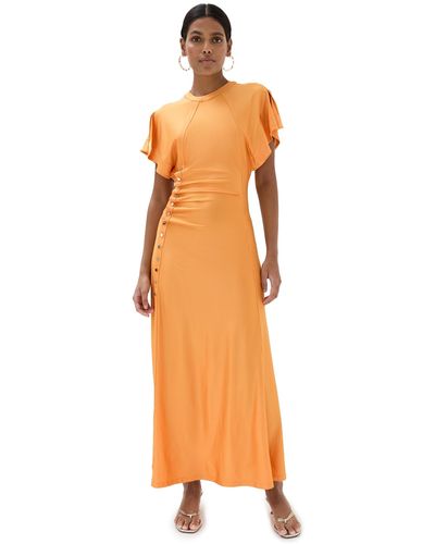 Rabanne Orange Drape Pression Maxi Dress