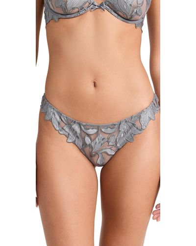 Fleur du Mal Lily Embroidery Hipster Thong - Blue
