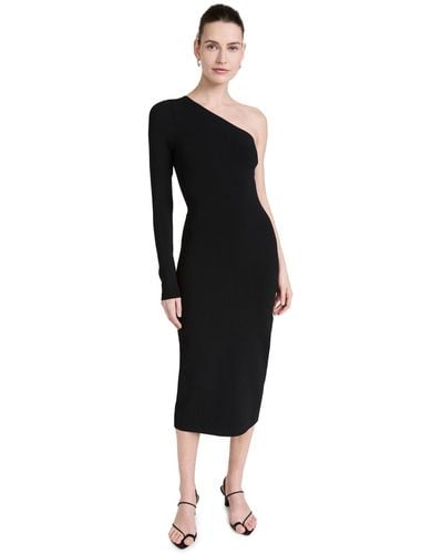 Victoria Beckham One Shoulder Midi Dress - Black