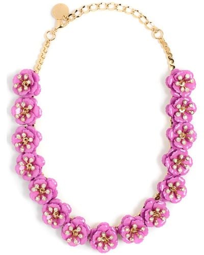 Carolina Herrera Flower & Crystal Necklace - Pink