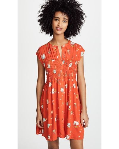 Free People Greatest Day Smocked Minidress - Red