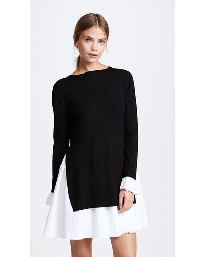 English Factory Knit Combo Dress - Black