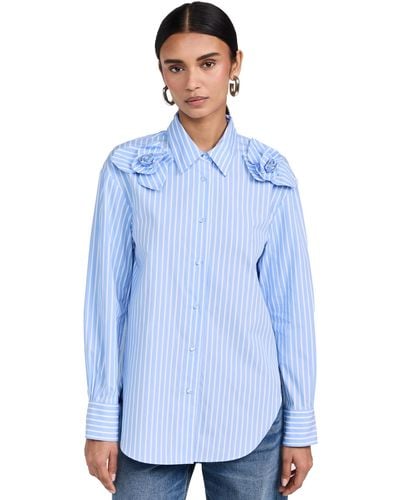 AKNVAS For Button Down Shirt 2 Roses Bue Stripe - Blue
