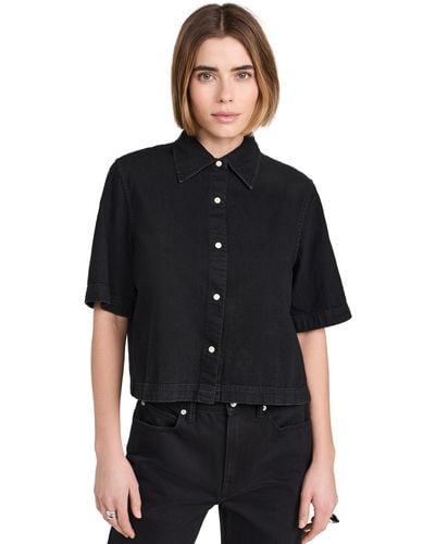 Closed Short Sleeve Deni Shirt - Black