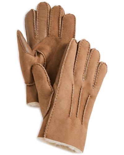 UGG Contrast Sheepskin Gloves - Brown