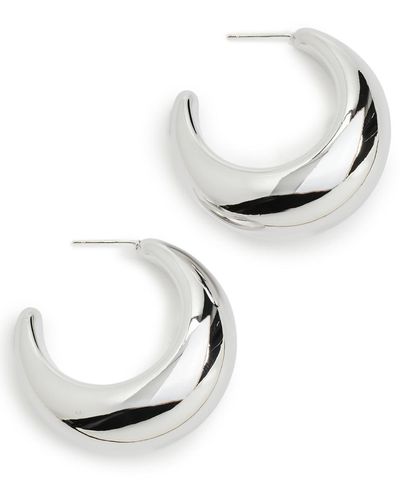 By Adina Eden Solid Graduated Dome Open Hoop Earrings - White