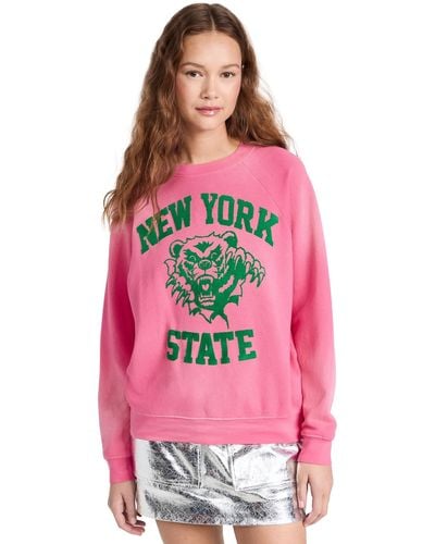 Daydreamer Daydreaer New York Tate Bear Vintage Weathirt Un Faded Pink Rouge - Red