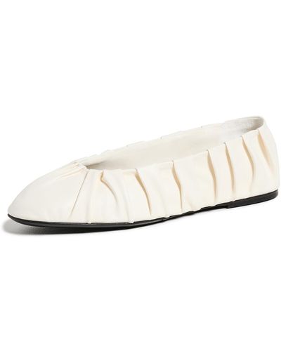 Co. Ruched Ballet Flats - White