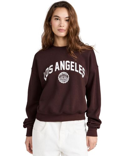 GOOD AMERICAN Brushed Fleece Graphic Crew Sweatshirt Los Angeles - Brown