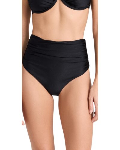 Jonathan Simkhai Teya High Waisted Ruched Bikini Bottoms Back - Black