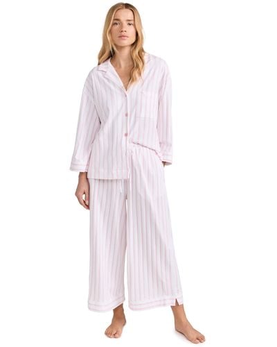 Petite Plume Luxe Pink Stripe Wide Leg Pajama Set - Multicolor