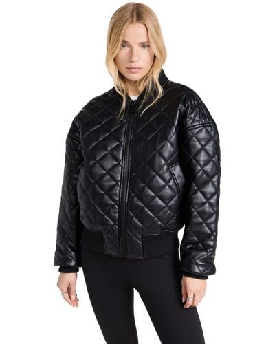 GOOD AMERICAN Better Than Leather Quilted Bomber - Black