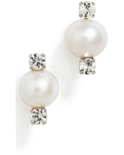 Simone Rocha Mini Pearl And Double Crystal Earrings - White