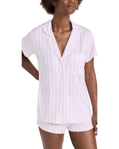 Stripe & Stare Short Pajama Set - White