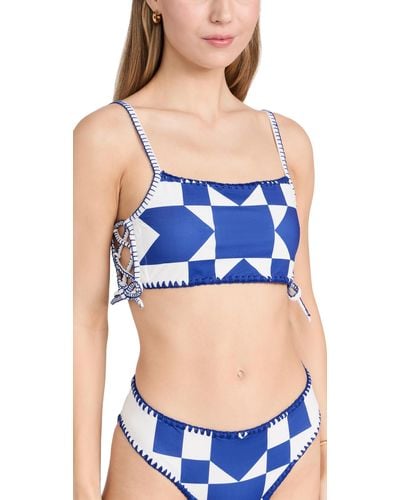 Sea Ea Tanya Print Bikini Top With Tie Uti - Blue