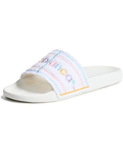 Casablanca Embroidered Slider Sandals - White