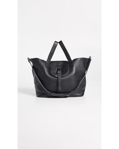 meli melo Thela Black Leather Tote Bag For Women