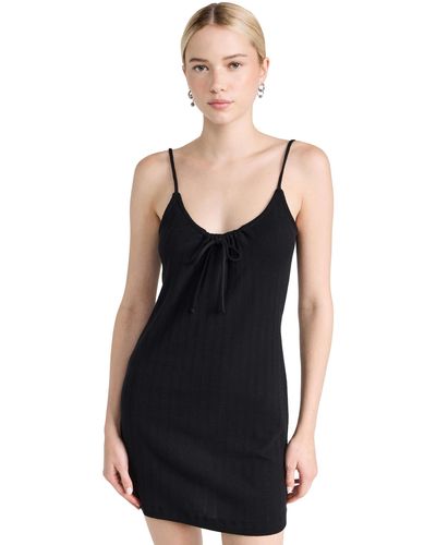 Leset Pointelle Tie Front Dress - Black