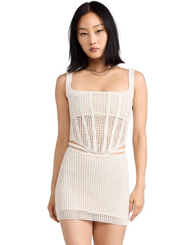 Dion Lee Dion Ee Crochet Suspend Corset Ini Dress - White