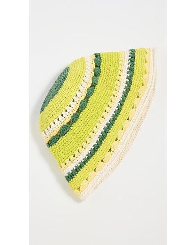 Ganni Cotton Crochet Bucket Hat - Yellow