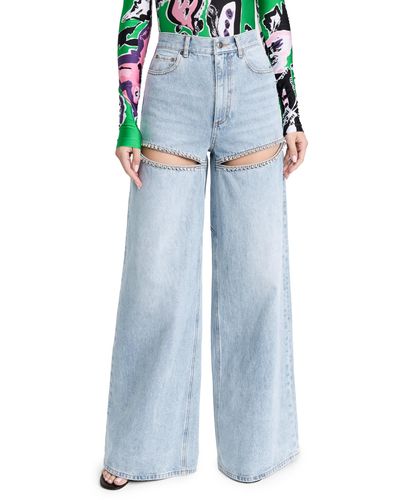 Area Wide-leg Crystal Jeans - Blue