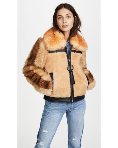 COACH Pieced Shearling Bomber Jacket - Multicolor