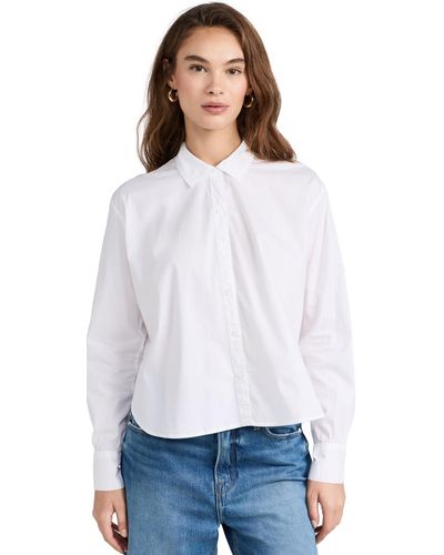 Splendid Cropped Poplin Button Down Shirt - White