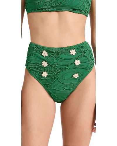 PATBO Jacquard High Waist Bikini Bottoms Emerad X - Green