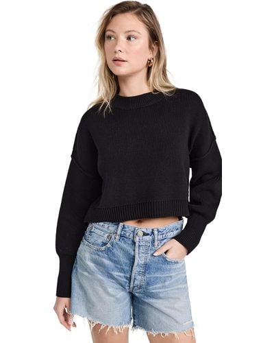 Free People Easy Street Crop Pullover Sweater - Black
