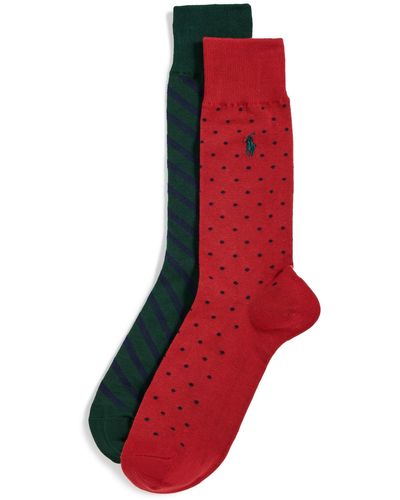 Polo Ralph Lauren 2 Pack Dot/stripe Socks - Red