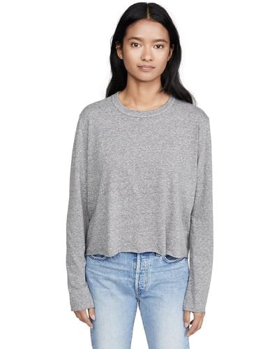 The Great The Long Sleeve Crop Tee - Gray