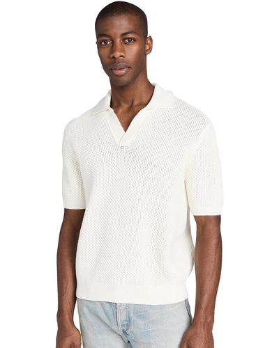 FRAME Open Weave Polo Sweater - White