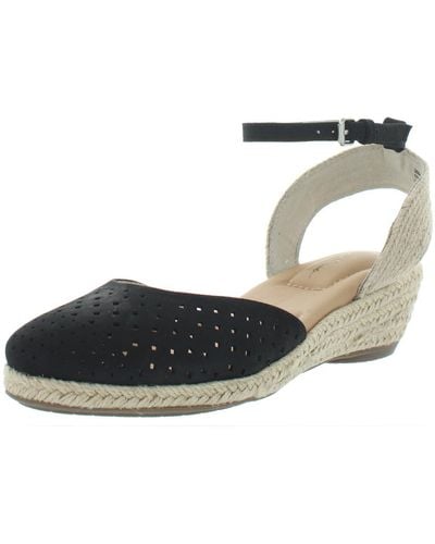 Me Too Norina 8 Perforated Ankle Strap Wedge Sandals - Black